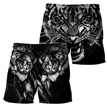 Mens Elastic Talie pantaloni Scurți Tigru Serie Tatuaj 3D de Imprimare de Vară pantaloni Scurți de Plajă Unisex Streetwear Harajuku Casual iute Uscat Baggys 2