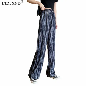 INDJXND Toamna Femei Carouri Pantaloni Casual Supradimensionat Liber Largi Picior Pantaloni Streetwear Talie Mare Drept Îmbrăcăminte de Dropshipping