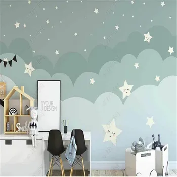 Minimalist Tapet pentru Camera Copil Cerul Înstelat Luna Noapte Buna Nori Camera Copiilor Fundal gazete de Perete Decor Acasă Murale 3d