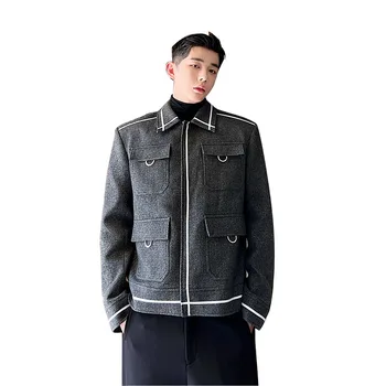 Oameni Multi-buzunar Chingi Marginea Retro Moda Birou Largi Casual-coreean Streetwear Sacou Masculin mantouri de Toamnă de Primăvară de Îmbrăcăminte exterioară
