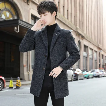 Bărbați coreean de Lână Haina Casual de Lungime Medie Iarna Cardigan Șanț Jachete de Moda de Afaceri Slim Clasic Supradimensionat M-5XL