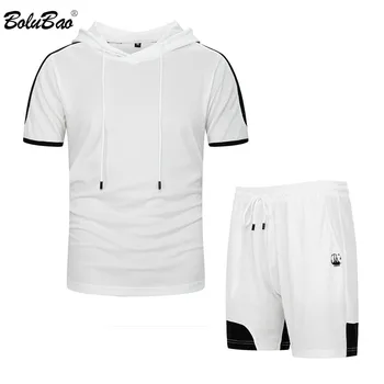 BOLUBAO de Vară de Îmbrăcăminte pentru Bărbați Două Bucăți, Seturi Barbati Casual Trening Barbati cu Maneci Scurte Barbati tricou+pantaloni Scurti de Fitness Sport