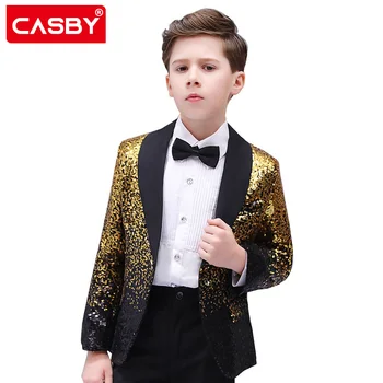 Casby Copii e Frumos de Moda Schimbare Treptată Paiete Băieți Rochie Spectacol de teatru Pian de Performanță Costum Baieti Costum de Top