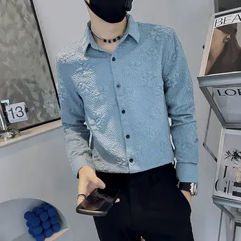 Noua toamna versiunea coreeană cu mâneci lungi tricou barbati frumos și subțire tendință tricou model high-end pentru bărbați tricou