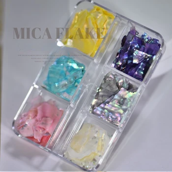 6color/cutie de unghii fulgi Coajă Japoneză shell pietriș natural colorate coajă naturale de piatră amestecate cu pietriș unghii accesorii