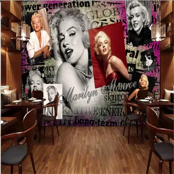 Europa și America Retro Începe pictura Murala de Perete de Hârtie 3D Restaurant Magazin de Îmbrăcăminte Marilyn Monroe Hepburn imagini de Fundal Fotografie