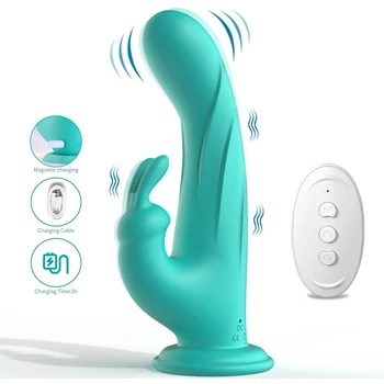 Produse pentru adulți de sex Feminin Masturbari Rabbit Vibrator Simulare G-punctul de Stimulare Lichid de Silicon Masaj Vibrator cu două Capete