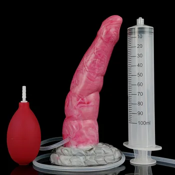 Explozie orgasmica Penis artificial Cu ventuza Silicon Curbat Anal Plug Seringă cu Tub de Spray Ejaculare Penis G-spot Stimula Adult Sex Toy 06