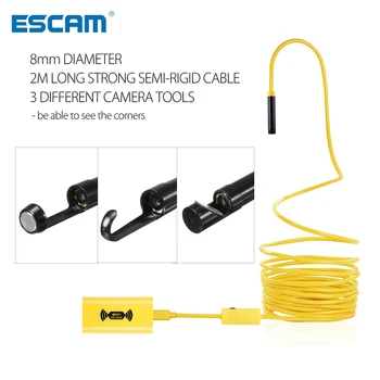 ESCAM 2/5/10M WIFI Endoscop cu Camera HD 1200P 8mm 8 LED Mini Waterproof Hard Cablu de Inspecție Camera Endoscop pentru Iphone PC-ul IOS