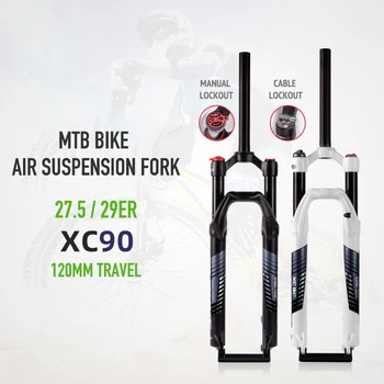 MTB 27.5 și 29 de Inch Biciclete de Munte cu Aer Suspensie Furca XC90 Magneziu Eliberare Rapidă Cablu Manetă/Buton Blocare Biciclete Amortizor