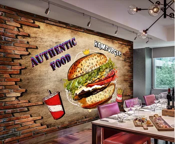 Personalizate 3D tapet mural restaurant fast-food burger gourmet scule de fundal de perete