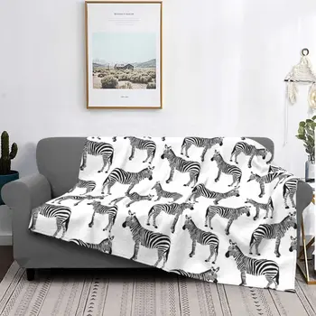 Alb Și Negru Zebra Pătură De Animale Dungi Model De Pluș Cald Flanel Moale Din Fleece Pătură De Canapea Cuvertură De Catifea