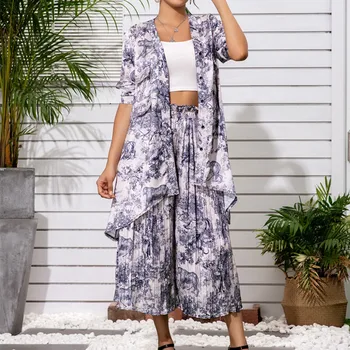 YUZACDWX Moda pentru Femei Seturi Noi de Imprimare Topuri de sex Feminin Casual Print Pantaloni Femei Toamna anului Nou 2020 Două Bucăți Femei