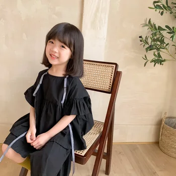 2021 Vara Fata Noi Neregulate Maneci Scurte Costum De Personalitate De Bumbac Vrac Casual Copii Rotund Gat Coreean Două Bucata Set