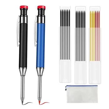 2 Buc Solid Tâmplar Creion Cu 18 Refill Roșu Galben Negru Tâmplar Mecanic Automatic Creioane Set