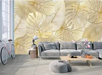 Bacal Personalizate, picturi murale 3d tapet pădure tropicală de Aur frunze de banane Fotografie tapet de fundal de gazete de perete 3D home decor