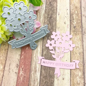 Lngclown Happy Birthday Flower Decor de Metal de Tăiere Mor Șabloane pentru DIY Scrapbooking Album Relief Decorativ Handmade