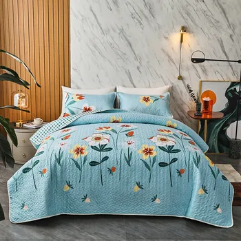 Moda lenjerie de Pat Matlasate Cuvertură de pat Set 3stuck Florale Imprimate Mozaic Cuvertură Plapuma de Vară Pătură Cubrecam Pat Acoperi Colcha