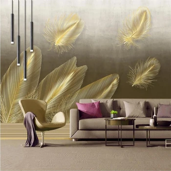 Tapet personalizat 3d picturi murale moderne, minimaliste, geometrice, abstracte pene de aur stil Nordic TV de fundal de perete camera de zi murală