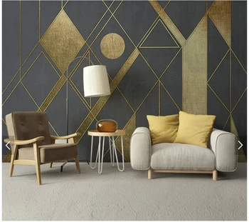 Personalizate personalizate papel de parede, geometrice aur pictura murala pentru camera de zi dormitor canapea fundal de decor acasă tapet