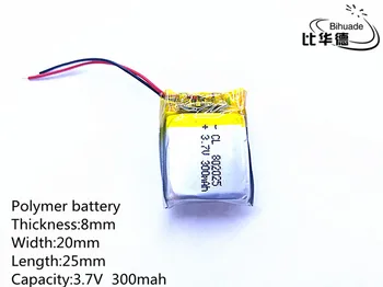 10buc/lot Litru de energie baterie 3.7 V 300mAh 802025 PLIB polimer litiu-ion / Li-ion pentru dvr, GPS, mp4 mp3