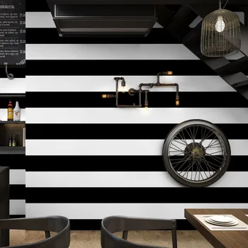 Alb și negru orizontale și verticale dungi tapet modern, minimalist living dormitor cafea, restaurant, magazin de îmbrăcăminte