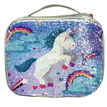 Magic Unicorn Sequin Sirena Pisică Câine Fructe Spațiu Masa De Prânz Caseta De Colorat De Moda Casual Școală Tote Pentru Fete Baieti Copii