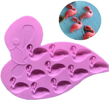 10 Gaură Flamingo Silicon Cutie de Gheață Pasăre Ciocolata Mucegai Reutilizarea DIY Bicarbonat de Mucegai Rezistent la Temperaturi Ridicate Usor De curatat