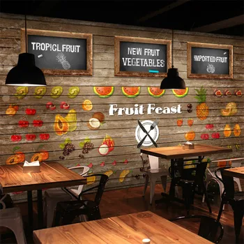Personalizat tapet 3d lemn fructe de gradina de legume feluri de mâncare tablă mare personalitate de ceai în stil cafenea murală Continental tapet