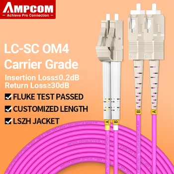 AMPCOM OM4 LC SC UPC Fiber Optic Patch Cablu Multimode Duplex FPM 50/125 um 40Gbps Îndoiți Insensibil 2.0 mm Cablul de Fibra Optica