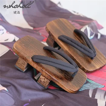 WHOHOLL Cosplay Samurai Japonez Pantofi de Lemn Saboți de Vară, Papuci de casă Bărbat Femei Flip Flops Geta Doi Dinți Platforma Pantofi Plat