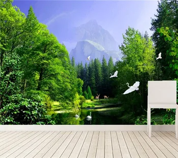 Foto personalizat murală tapet,Pădure pitorească Lacul lebedelor cerb 3d tapet, living TV de perete dormitor papel de parede