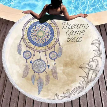 Boem tipărite rotund prosop de plajă prosop de baie cu franjuri Dreamcatcher yoga mat înot prosop de baie set