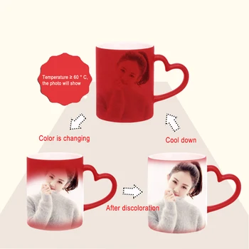 Personalizat DIY Fotografie Logo-ul Roșu Cana de Schimbare a Culorii Sensibile la Căldură Ceramice de Text unic, Amuzant 11oz Cana de Cafea Cadou Surpriza