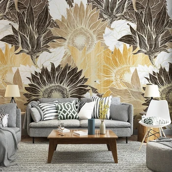 Personalizate 3D Tapet Floral Flori de Interior Design picturi Murale de Floarea-soarelui Hârtie de Perete Pentru Camera de zi de Decorare Dormitor Papel De Parede