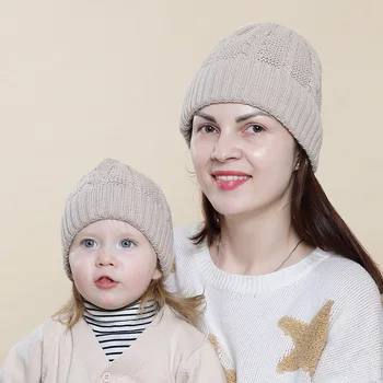 1 Set de Pălării Calde poftă de mâncare Adult Părinte-Copil Pălărie Tricotate Toamna și Iarna Impletit Beanie Capace Pentru Bărbați și Femei Pulover Pălării