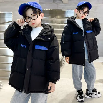 Copiii Baiat Din Bumbac Geaca Noua De Iarna Cu Gluga Haina De Moda Pentru Copii Coreean Îmbrăcăminte Haine De Școală Teen Parka 7 9 11 12 13 14 Ani