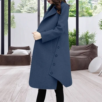 Noua moda Toamna tinuta mai mult de dublu-cu care se confruntă potrivi guler doamnelor femei de iarnă, paltoane de lână haina